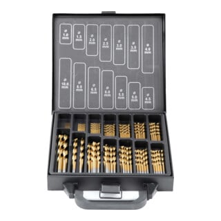 STIER Professional Metall Bohrerset HSS(M2)-G+Tin im Metallkoffer, 99-teilig