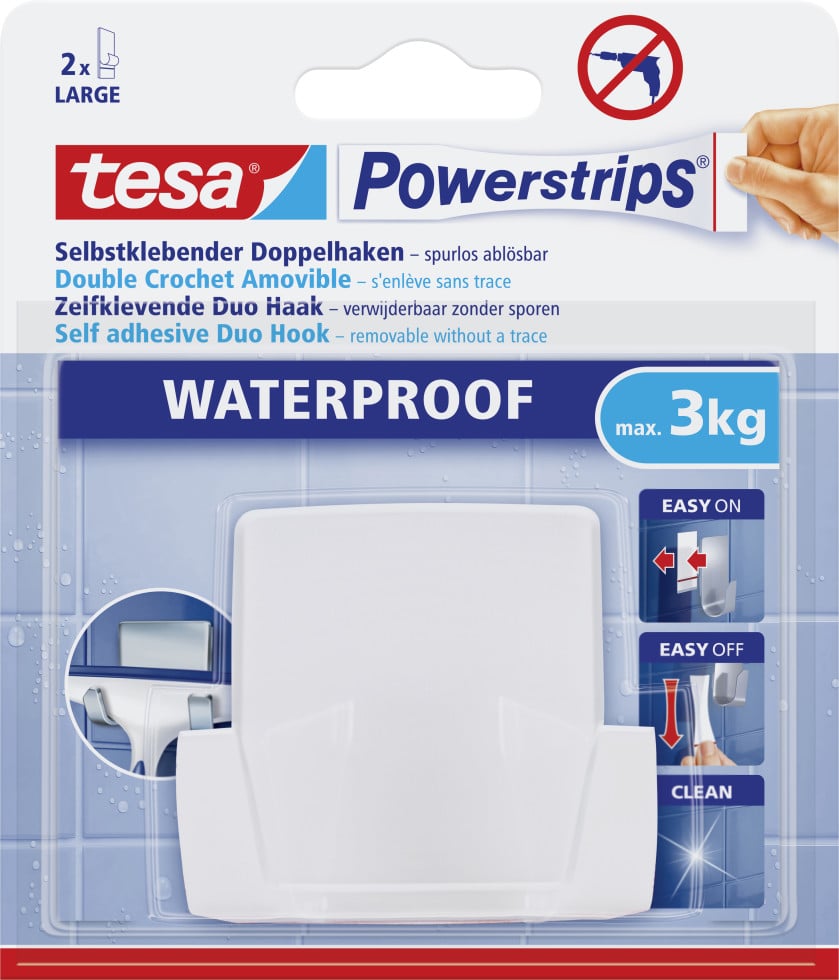 tesa Powerstrips Duohaken "Waterproof" weiß