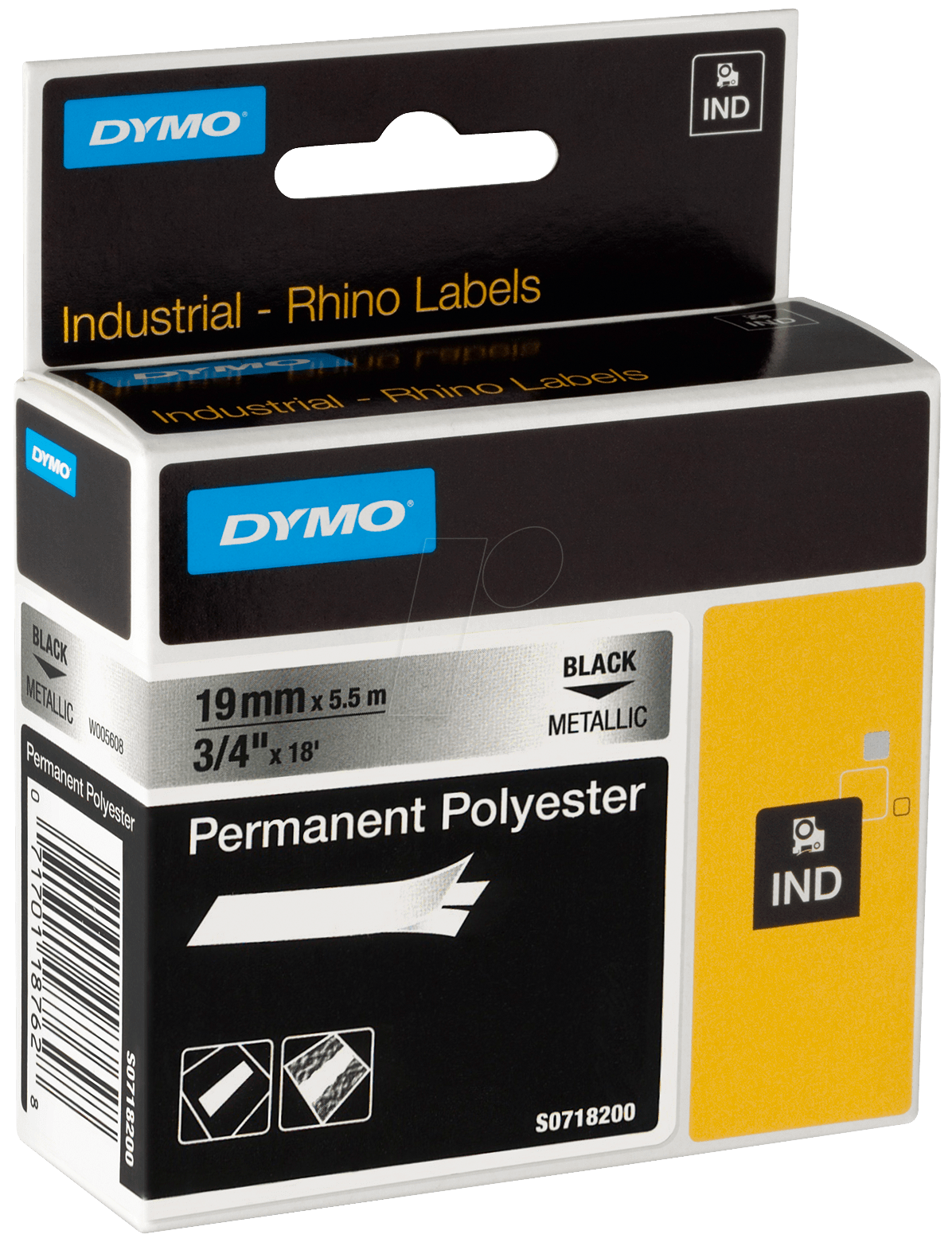 DYMO IND 18487 - DYMO IND Polyester, 19mm, schwarz/metallic