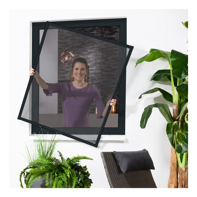 Insektenschutz-Fensterbausatz "MASTER SLIM" 130x150 cm in Anthrazit mit Pollenschutz