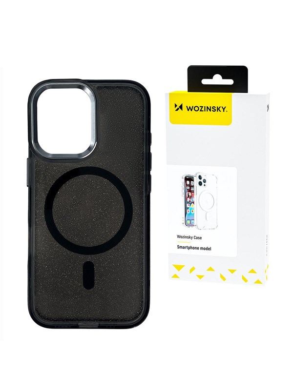 Wozinsky Glitter Case with Mag Safe for Samsung Galaxy S25 - Black with Glitter