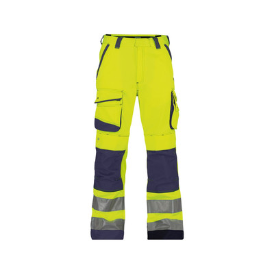 Chicago Warnschutzhose mit Kniepolstertaschen, neongelb/dunkelblau, Schrittlänge Minus, Größe 48