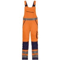 Malmedy Warnschutz Latzhose mit Kniepolstertaschen, neonorange/dunkelblau, Schrittlänge Plus, Größe 48 Bild 2