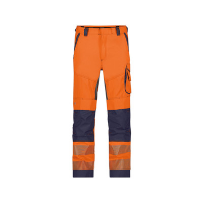 Odessa Sommer Warnschutzhose mit Kniepolstertaschen, neonorange/dunkelblau, Schrittlänge Minus, Größe 52