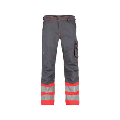 Phoenix Warnschutzhose, zementgrau/neonrot, Schrittlänge Plus, Größe 52