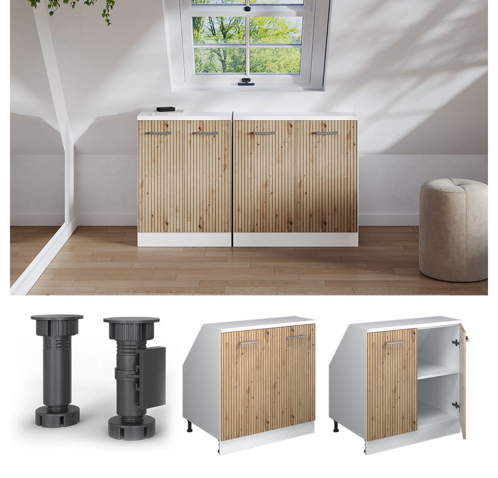 Vicco Kommode Rion, Artisan-Eiche/Weiß, 80 x 81.6 cm mit 2 Türen, Schrankkorpus... (1 St) Bild 5