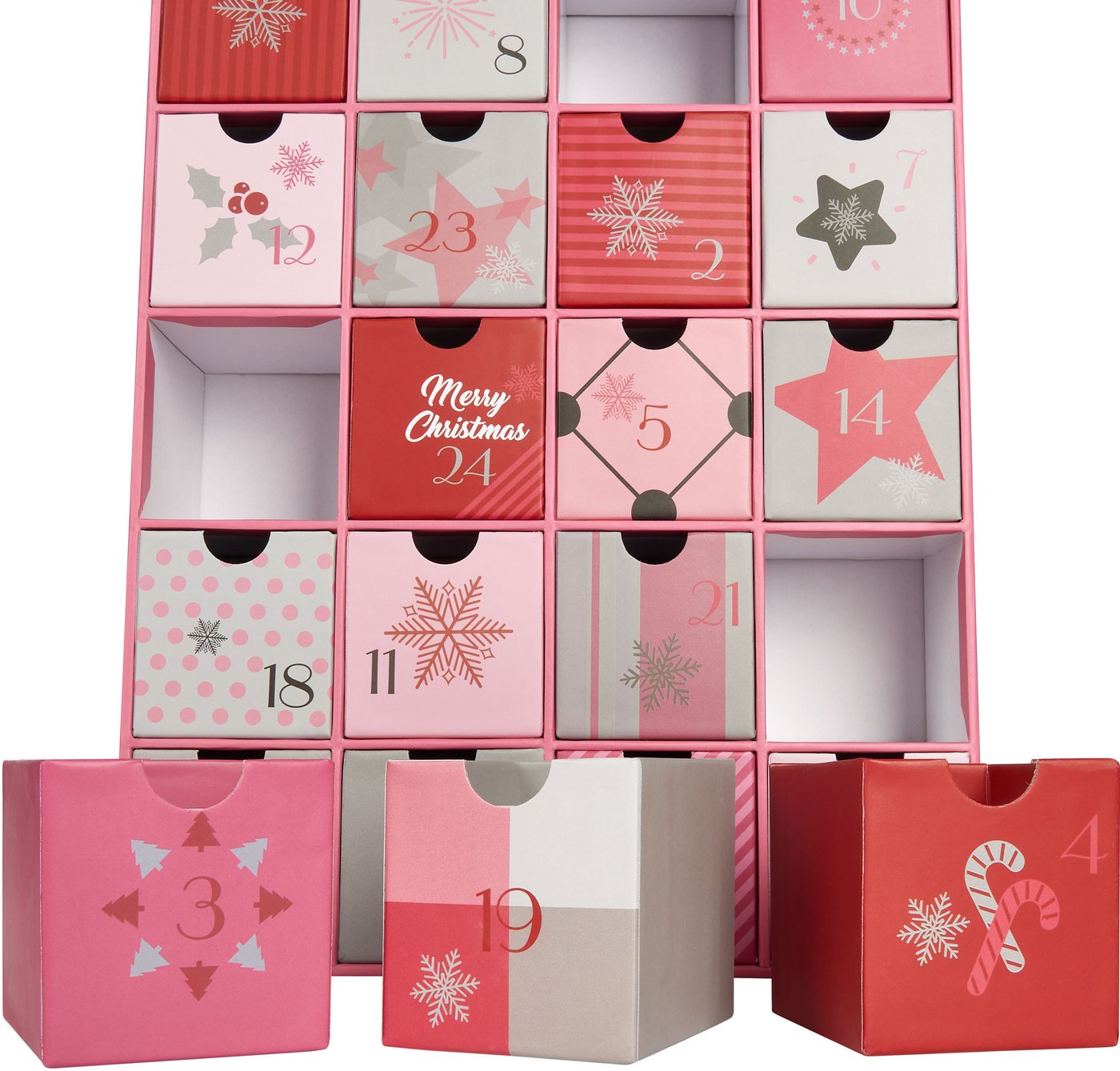BRUBAKER befüllbarer Adventskalender DIY Weihnachtskalender zum Befüllen für Frauen & Mädchen - Rosa Pink (1-tlg), Weihnachtszauber Kalender mit 24 Türchen - 39 cm Bild 5