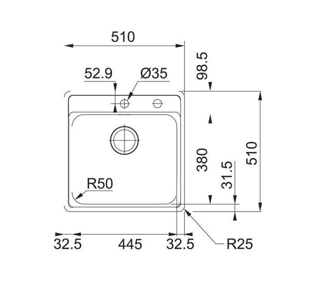 FRANKE Edelstahlspüle Bell BCX 610-51 Edelstahl, 51/51 cm Bild 2
