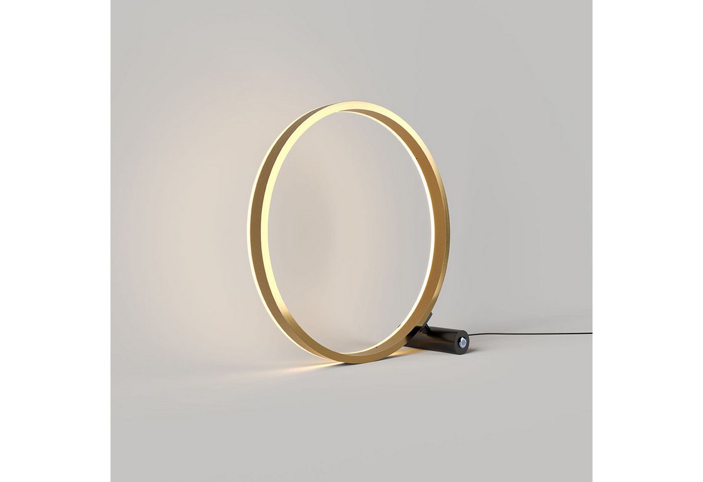 s.luce Tischleuchte LED Ringlampe Direkt oder Indirekt Schwarz/Gold, Warmweiß Bild 5