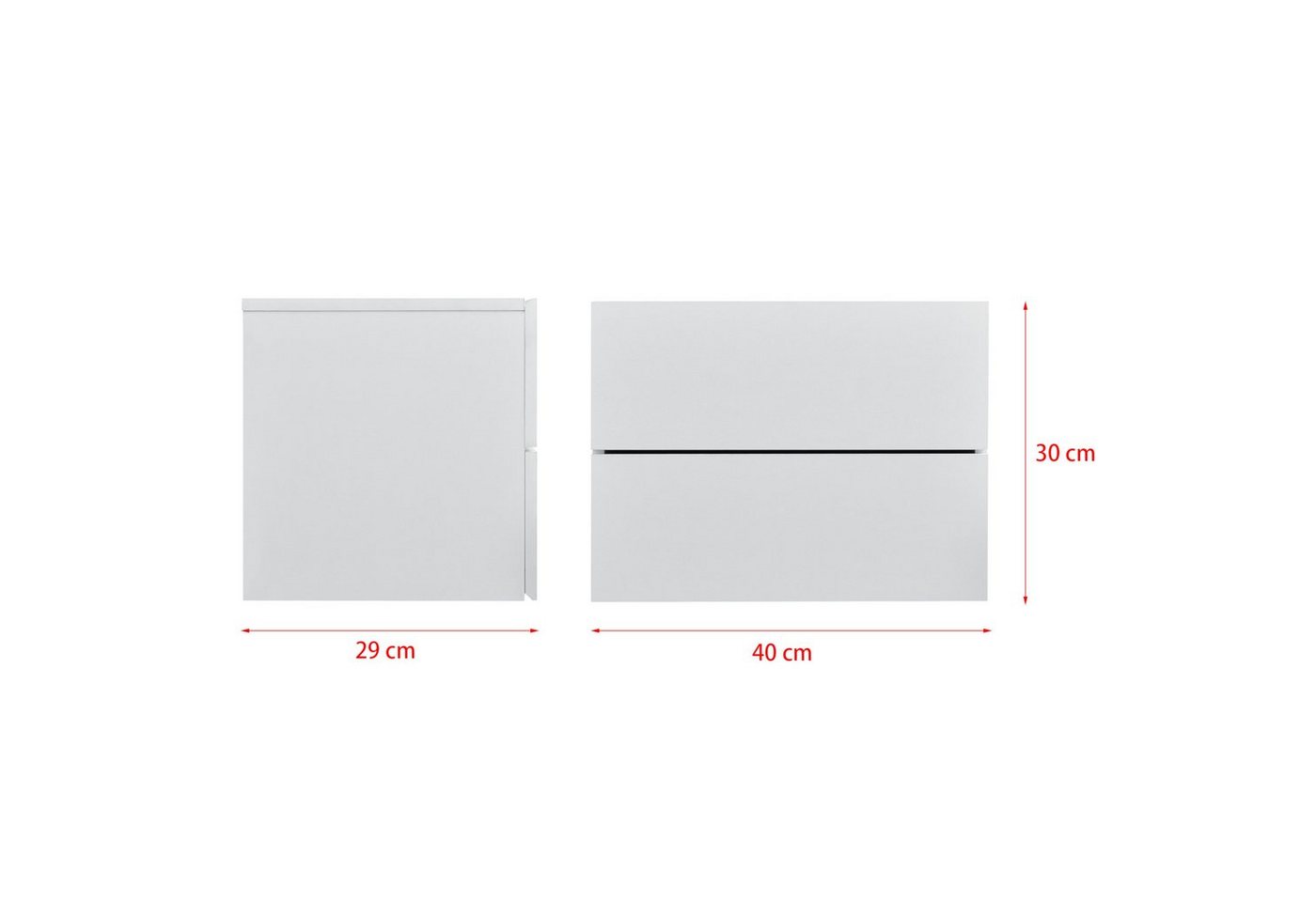en.casa Hängeschrank »Ampfing« Wandschrank mit 2 Schubladen 40x29x30 cm Weiß Bild 4