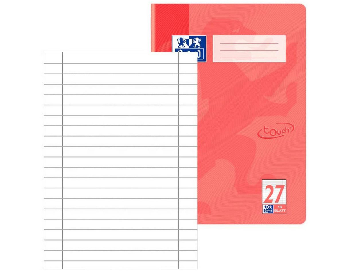 OXFORD Schulheft 1 Schulheft Lin. 27 (liniert) 16 Blatt mit Rand A4 koralle Bild 2