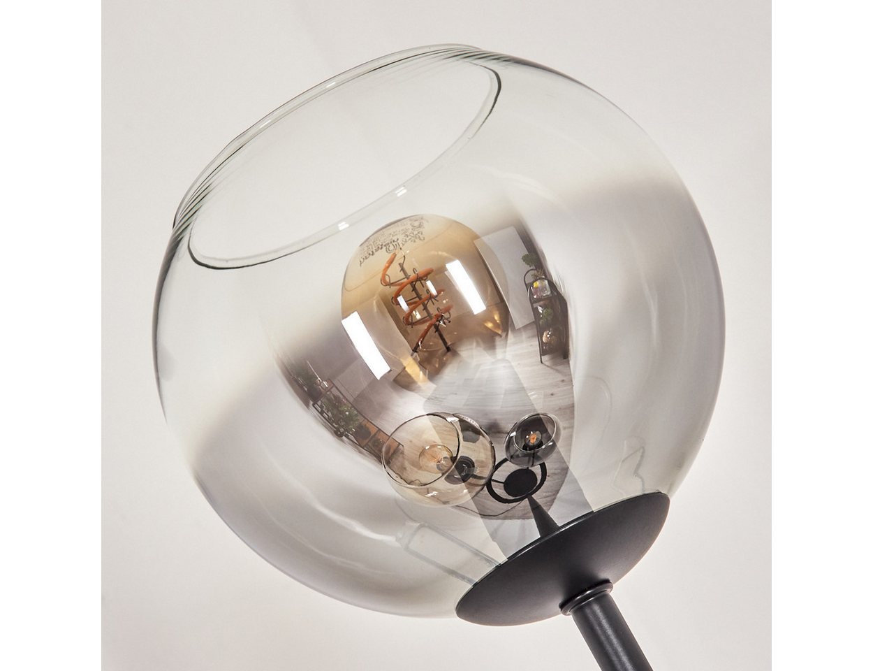 hofstein Stehlampe Stehlampe aus Metall/Glas in Schwarz/Rauch-/Bernsteinfarben/Klar, ohne Leuchtmittel, Stehleuchte im Retro-Design m. Glasschirmen (15cm), Fußschalter, E14 Bild 5
