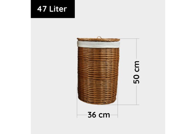 Lycce Wäschekorb Weide-Wäschekorb rund Wäschesammler Kleidertruhe Wäschetonne Wäschebox, mit Deckel und waschbarem Stoffeinsatz, 2 Größen