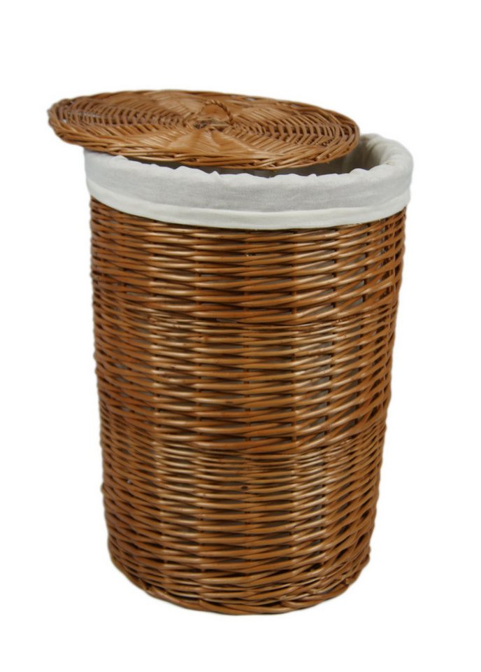 Lycce Wäschekorb Weide-Wäschekorb rund Wäschesammler Kleidertruhe Wäschetonne Wäschebox, mit Deckel und waschbarem Stoffeinsatz, 2 Größen Bild 2
