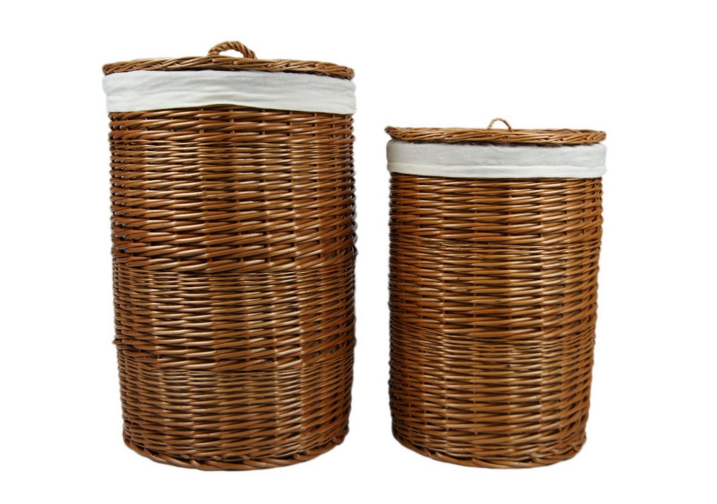 Lycce Wäschekorb Weide-Wäschekorb rund Wäschesammler Kleidertruhe Wäschetonne Wäschebox, mit Deckel und waschbarem Stoffeinsatz, 2 Größen Bild 3