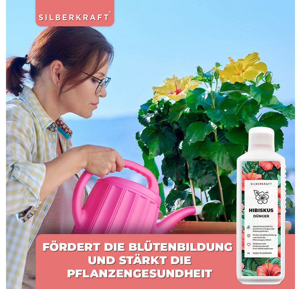 Silberkraft Pflanzenstärkungsmittel Hibiskus Dünger - Mineralischer NPK Flüssigdünger mit Stickstoff, 1 L, Spezialdünger für Hibiskus & Roseneibisch, Für Wachstum, leuchtende Blüten & gesunde Pflanzenentwicklung Bild 5
