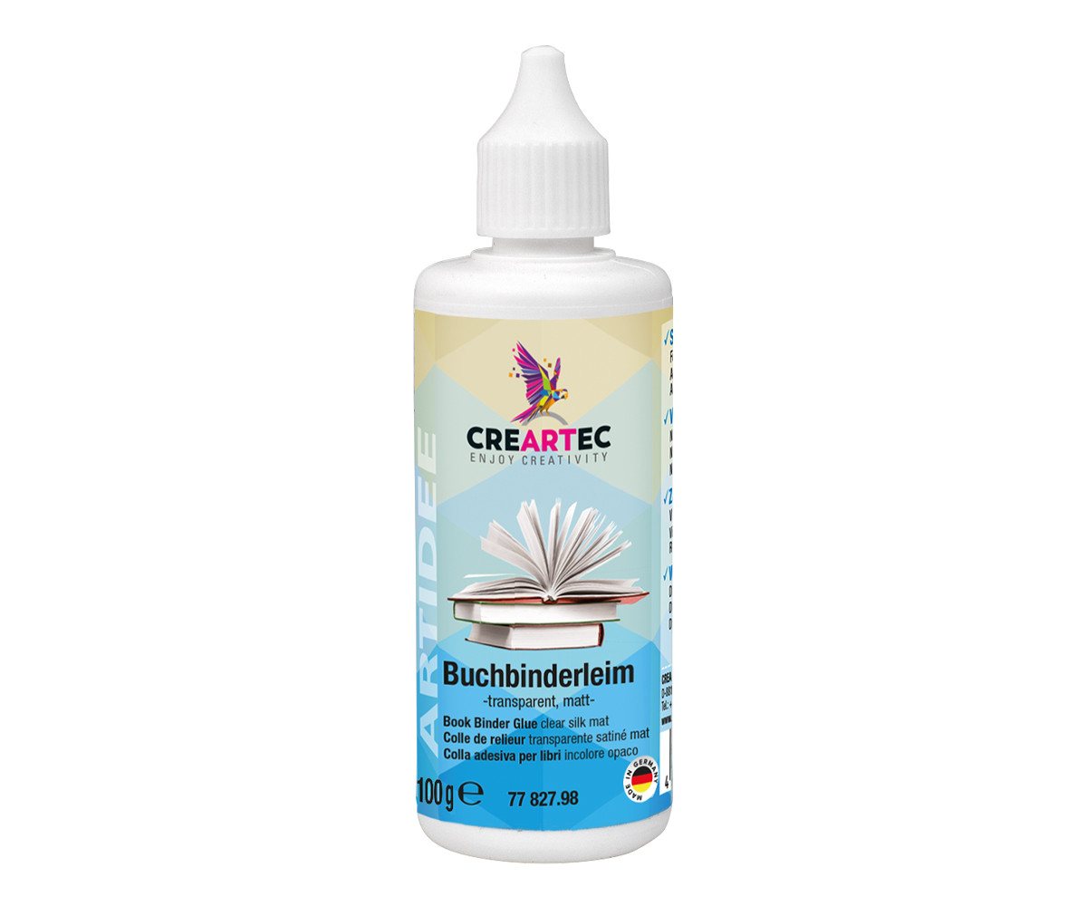CREARTEC Klebstoff Buchbinderleim Matt 100g - für hochwertige Papier- und Bastelarbeiten, zum Scrapbooking, Lumbecken, als Fotokleber und mehr - Made in Germany
