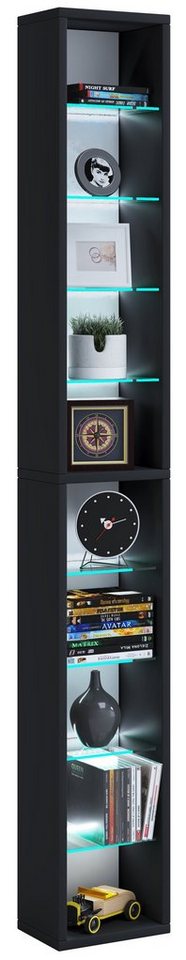 VCM Standregal Bücherregal Rasato H. 155 x B. 21 x T. 14 cm, Holz CD DVD Regal, Aufbewahrung