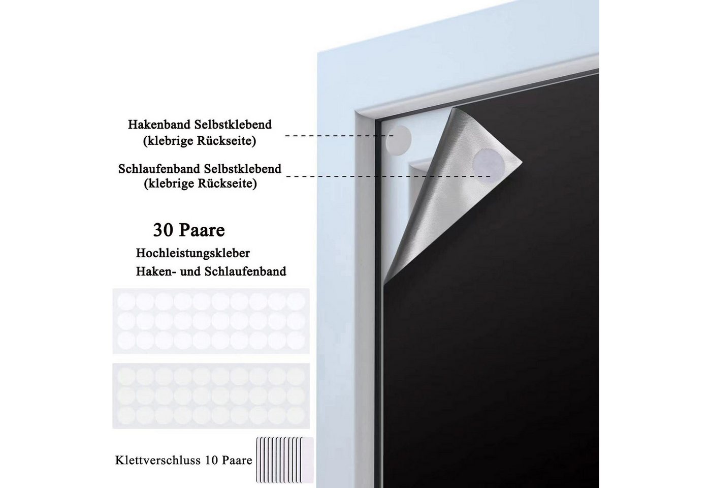 Verdunklungsrollo Hitzeschutz, Verdunkelnd, Ohne Bohren, 100% verdunkelnd, Coonoor, Ohne Bohren