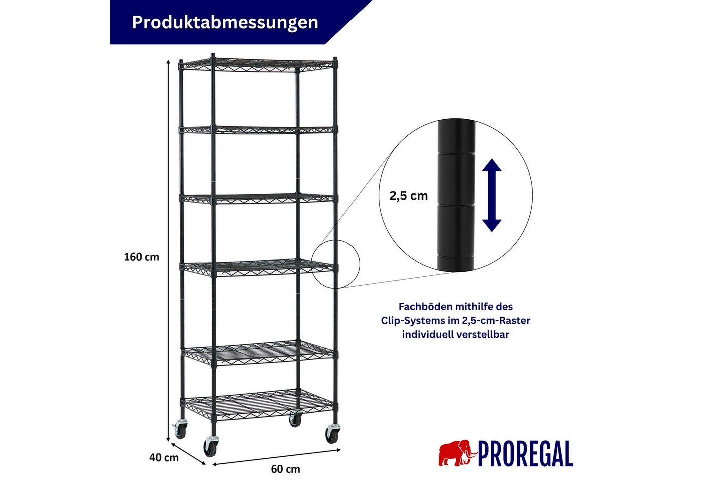 PROREGAL® Standregal Gitterregal HADES mit Rollen Bild 3