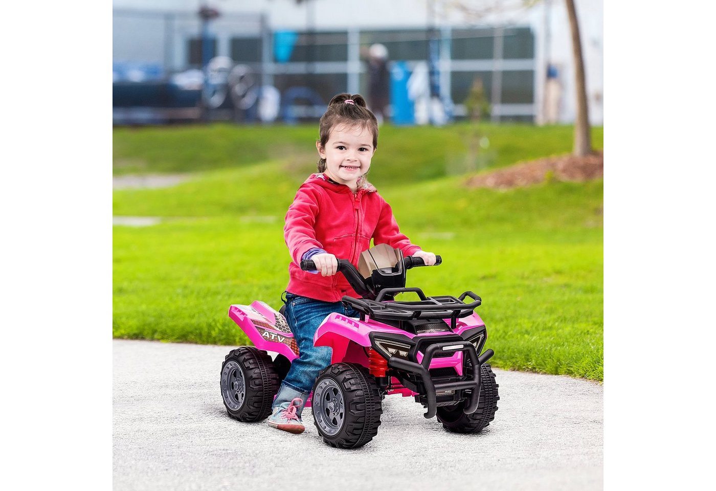 HOMCOM Elektro-Kinderquad Kinder Quad Elektro 6V mit Vorwärtsfunktion, Musik, Belastbarkeit 25 kg, (1-tlg), für Kinder, Rosa