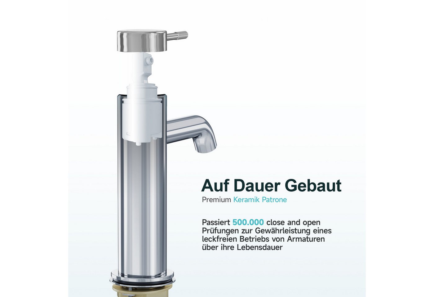 Alphabath Waschtischarmatur (Set, Einhebelmischer mit einem 3/8"-Zoll-Kompressionsschläuche) Messing gefertigt,Keramikkartuschen,mit EPDM-Innentube ausgestattet
