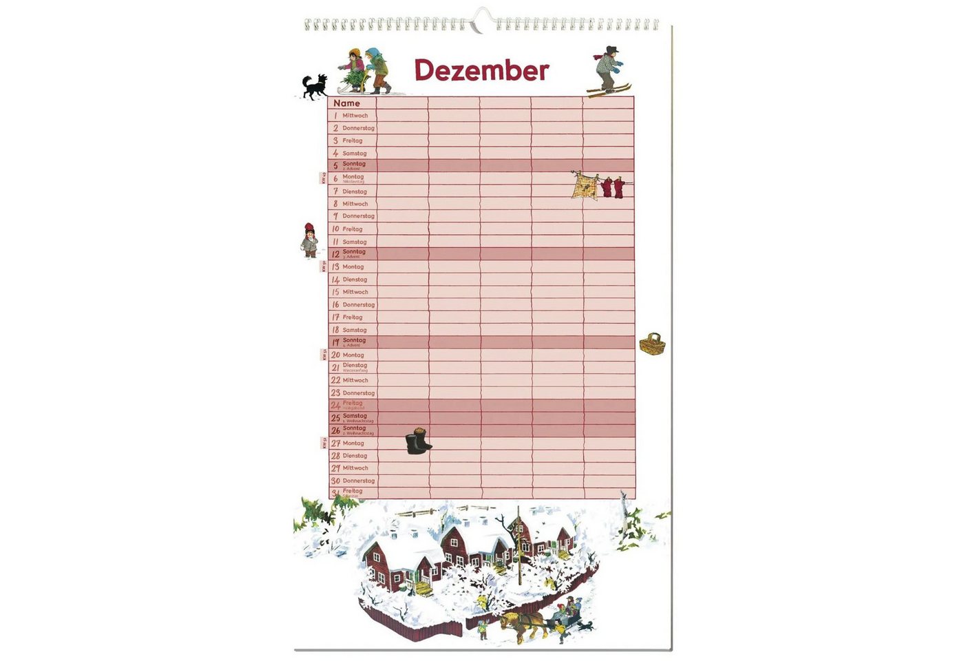 Wandkalender Astrid Lindgren Familienkalender 2027 Bild 4