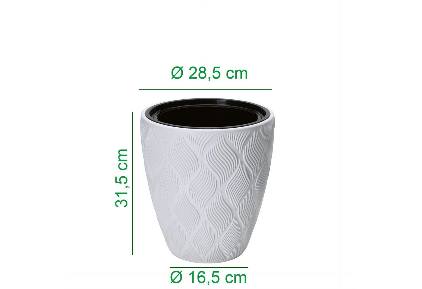 KAGM Pflanzkübel Blumenkübel Blumentopf dekorativ Ø 28,5 cm Weiß (1 St., inkl. Pflanzeinsatz) Bild 2