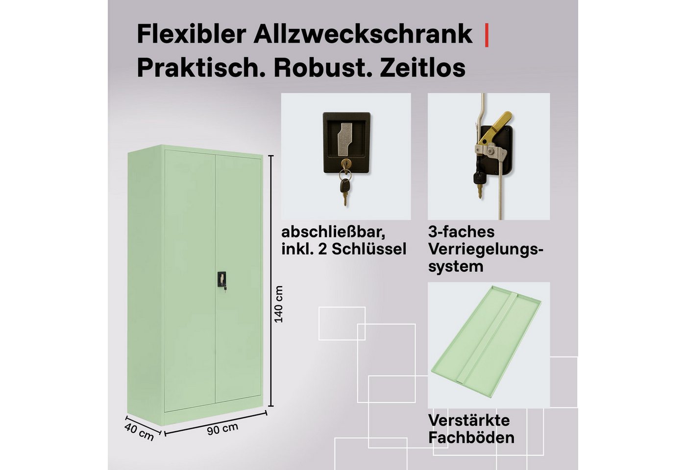 LagerZwei Aktenschrank Stahlschrank 140 x 90 x 40 cm abschließbar Bild 5