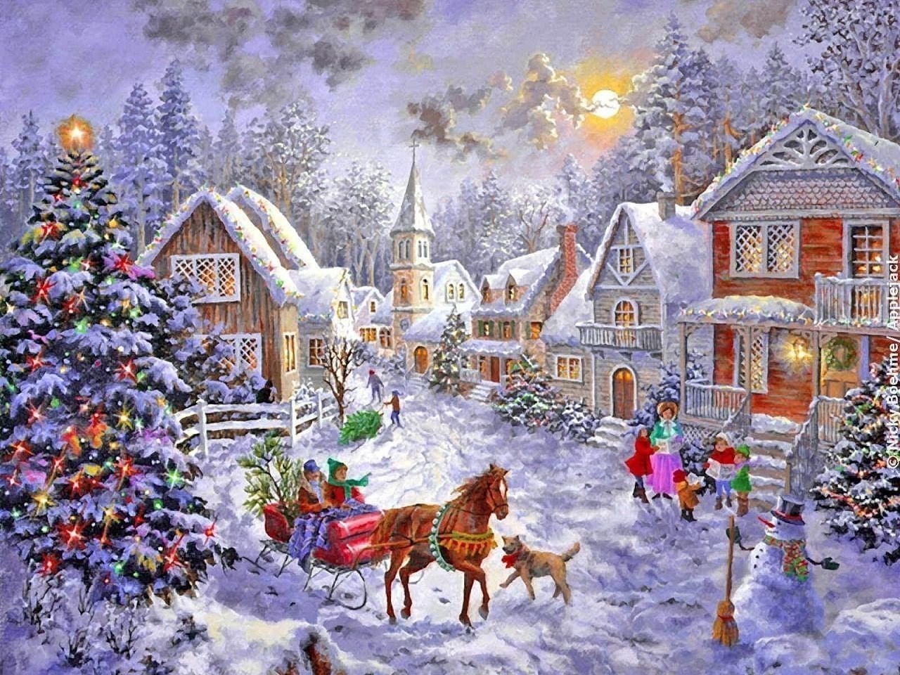 Rötting Design Malen nach Zahlen Diamond Painting Set 5d DIY Motiv Weihnachtslandschaft (Komplett-Set), Diamond Painting Vollbild, Lieferung enthält alle Utensilien