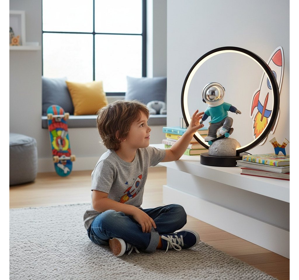 GILDE LED Tischleuchte Astronaut Apollo 52718 Kunstharz 33 cm USB Designleuchte, LED fest integriert