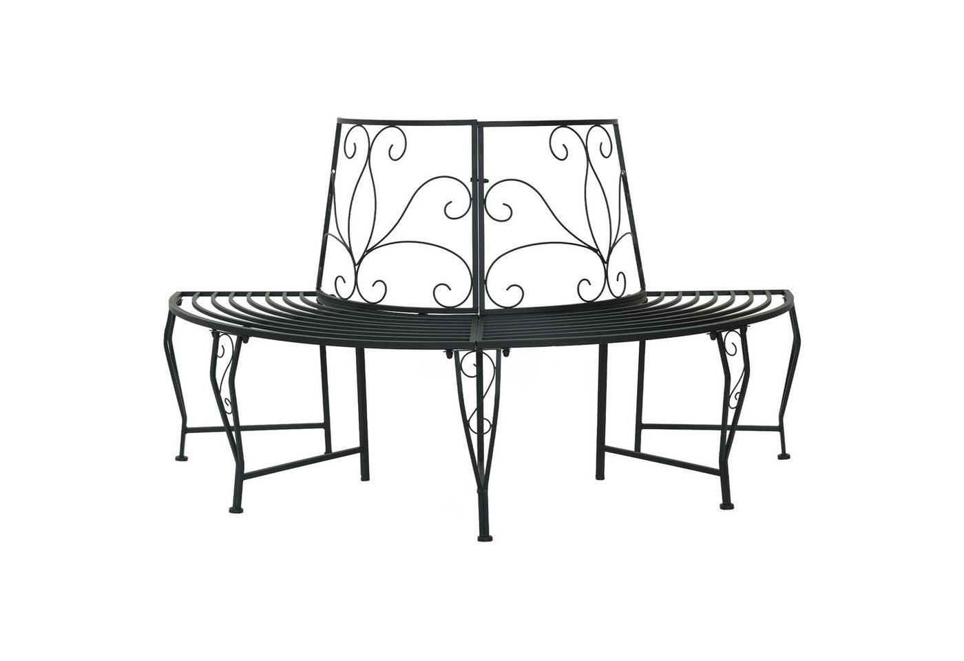 vidaXL Gartenbank Baumbank 4-Sitzanzahl 160 x 80 x 89 cm Stahl Schwarz (1-St) Bild 3