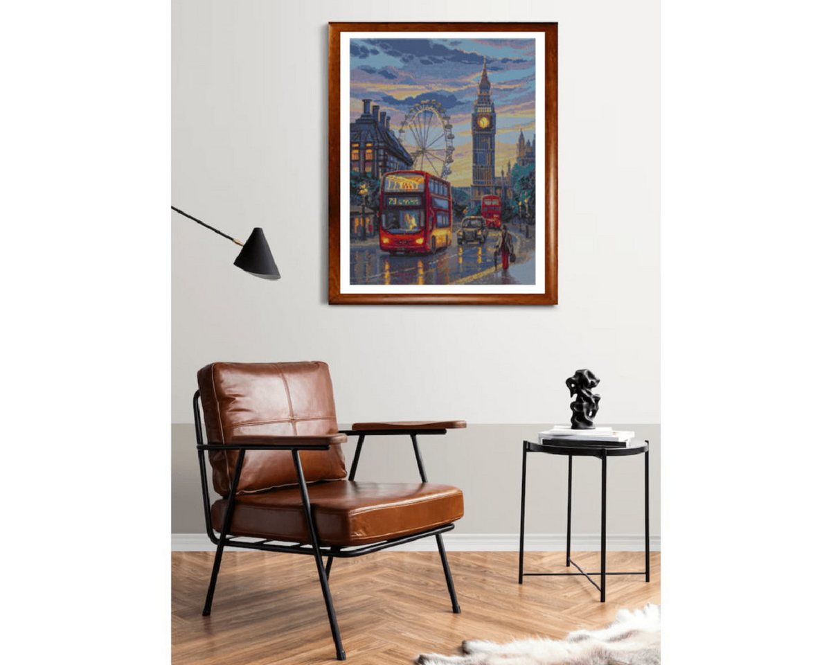 AINE Kreativset Kreuzstich Stickpackung "London", Zählmuster, 30x40cm, (embroidery kit by Marussia) Bild 4