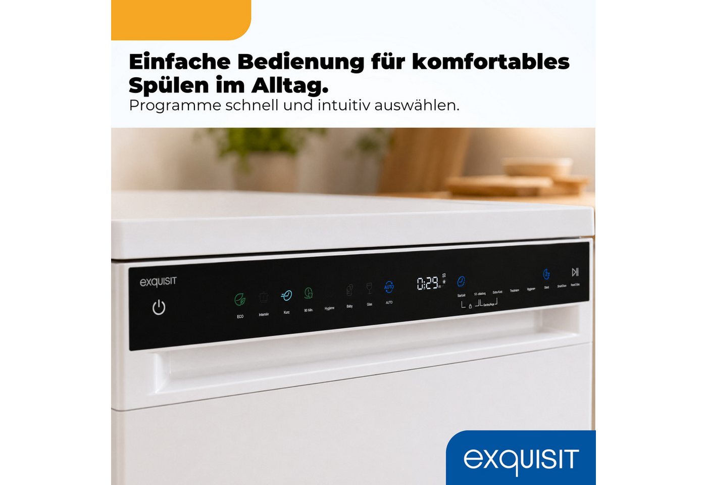exquisit Standgeschirrspüler 9316 GSP9316-450C weiss, 10,9 l, 16 Maßgedecke, 16 Maßgedecke, 8 Programme, Besteckschublade, Auto Door Open, AquaStop Bild 5