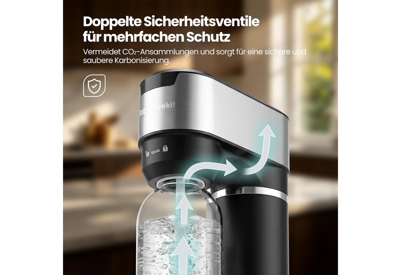 EUGAD Wassersprudler, Wassersprudler mit 4 einstellbaren Sprudelstufen mit Abtropfschale Bild 5