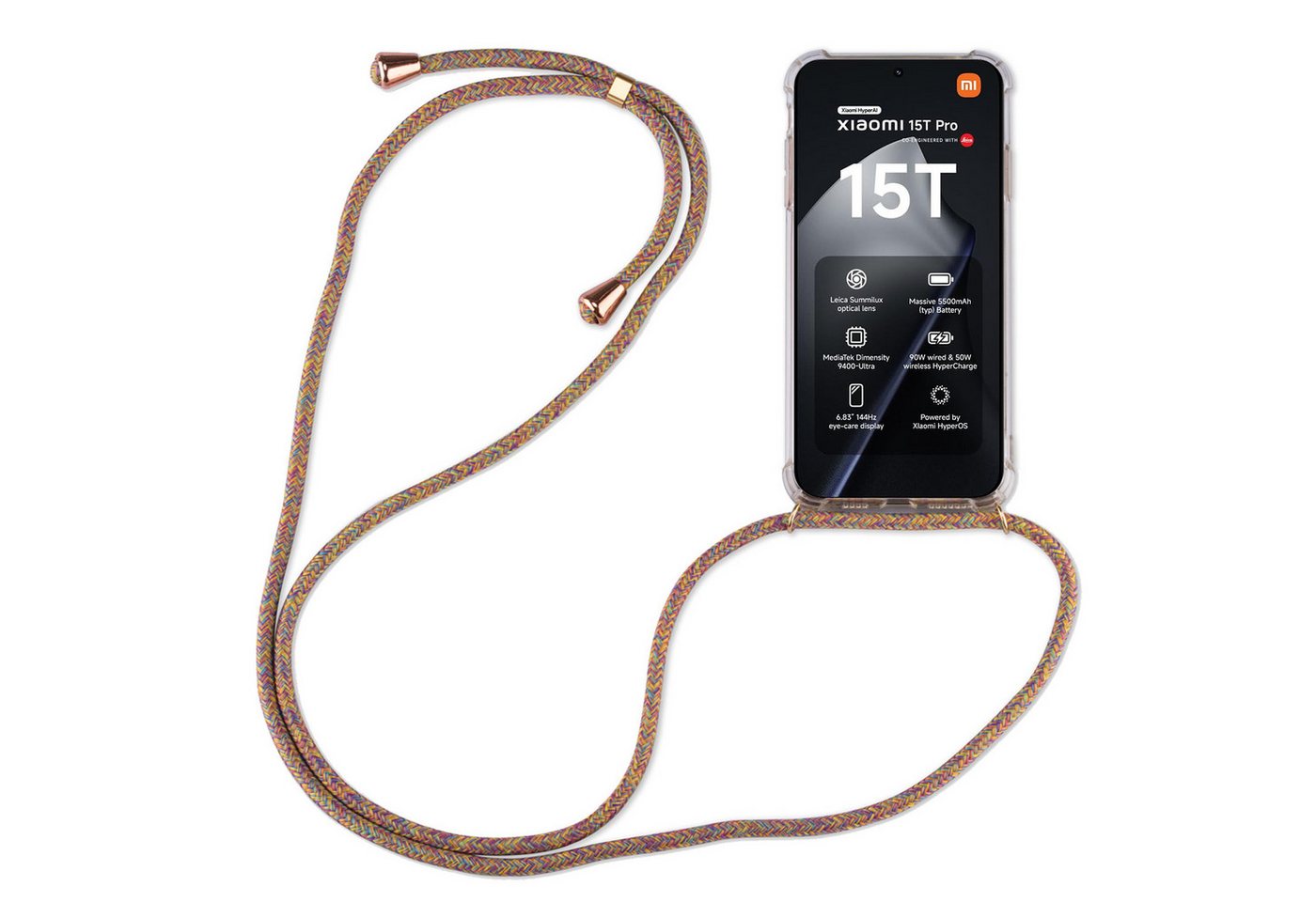 betterfon Handykette für Xiaomi 15T Pro Handyhülle mit Band & Kordel Bumper, Premium-Panzerung - stoßfest, kratzresistent & passgenau Bild 3