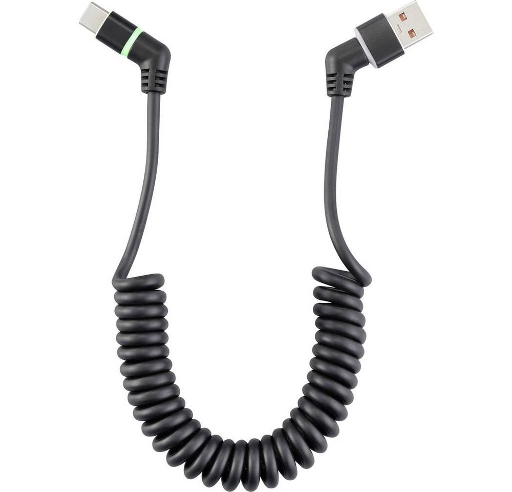 Renkforce USB-Kabel USB 2.0 USB-A Stecker, USB-C® Stecker 1.50 m Schwarz USB-Kabel, Steckkontakte 360° drehbar, Spiralkabel