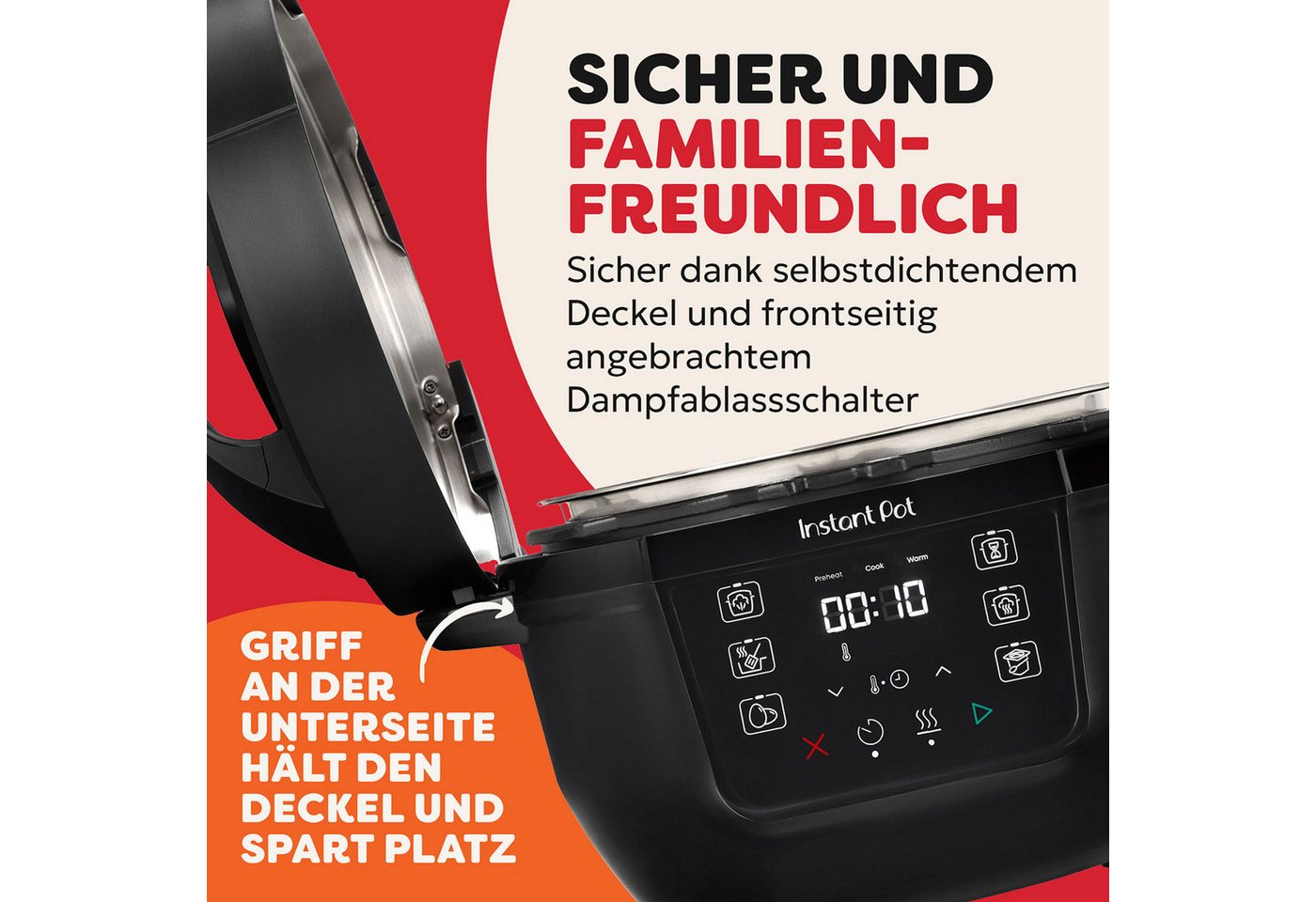 Instant Pot Multikocher Classic Mini 7-in-1 Schongarer 2-3 Portionen Reiskocher, 800 W, 3.8 l Schüssel, Spülmaschinenfester Edelstahl-Innentopf, Deckel und Zubehör Bild 2