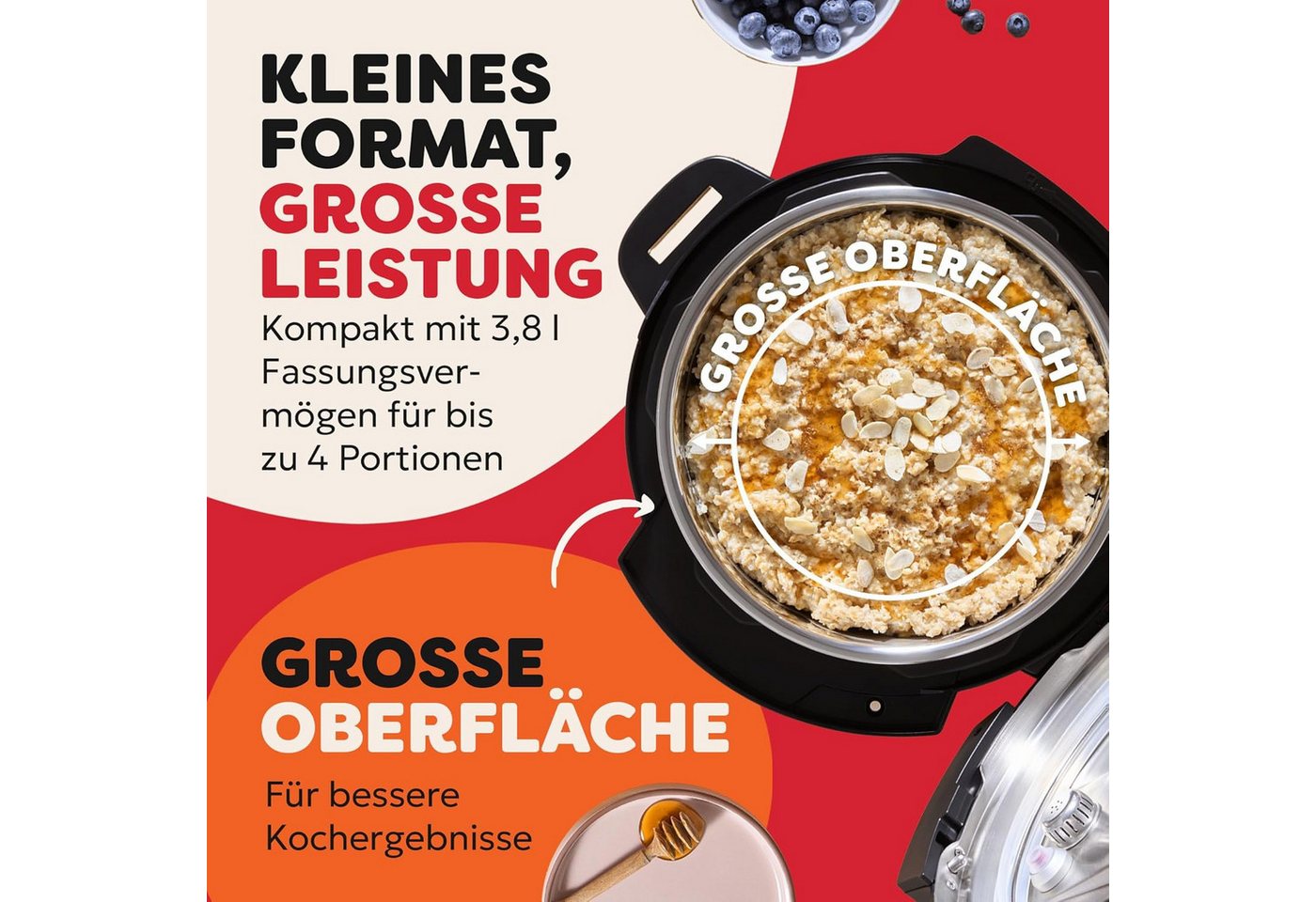 Instant Pot Multikocher Classic Mini 7-in-1 Schongarer 2-3 Portionen Reiskocher, 800 W, 3.8 l Schüssel, Spülmaschinenfester Edelstahl-Innentopf, Deckel und Zubehör Bild 3