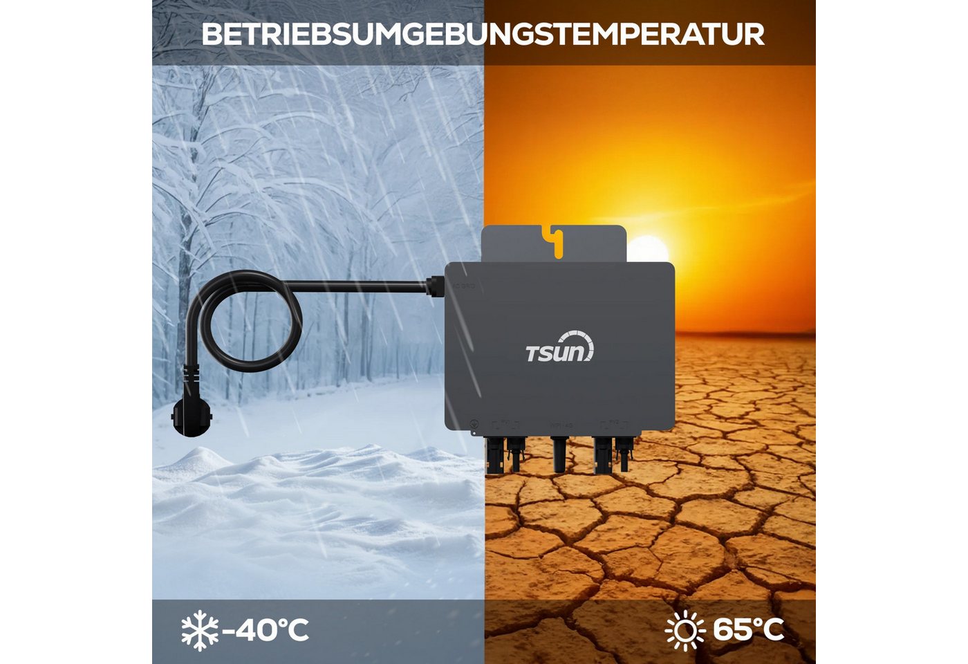 SUNNIVA Wechselrichter TSUN TSOL-MX800Lite 800 W Mikro-Wechselrichter, (2 MPPT, WiFi & Bluetooth, IP67, Micro Inverter für 2 Solarmodule inklusive 5m Anschlusskabel) Bild 3
