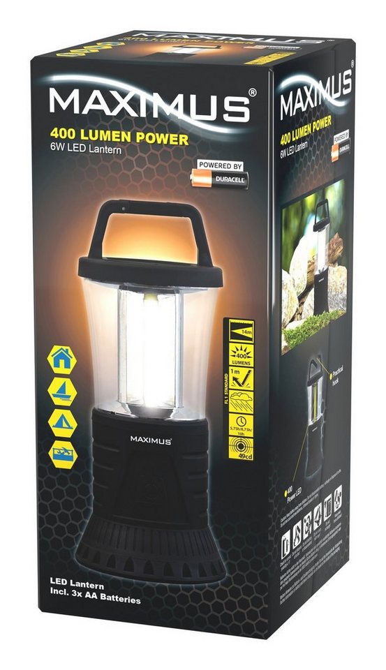 Maximus Laterne Campinglaterne Camping-Lampe 400 lm Campingleuchte Leuchte, mit intergriertem Haken zum Aufhängen