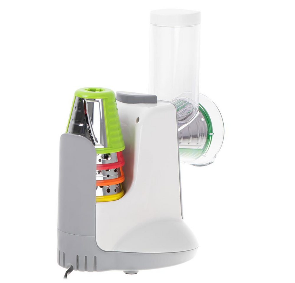 ADLER EUROPE Gemüseschneider AD 4815 LG elektrische Küchenreibe mit 5 Trommeleinsätzen, 150 W, Gemüsezerkleinerer, Käsereibe, Obstschneider, Reibe für Salat weiß Bild 2