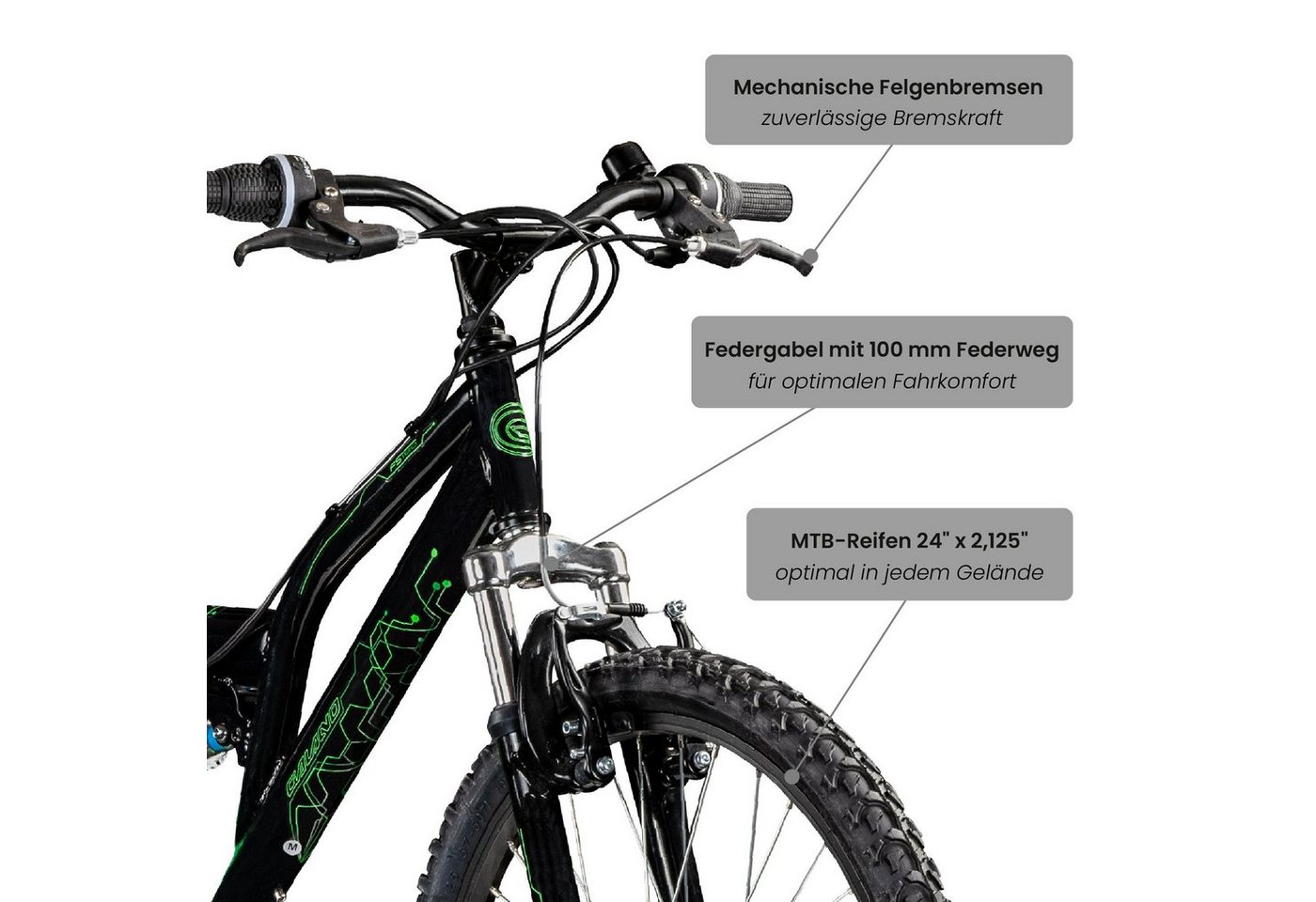 Galano Mountainbike FS180, 18 Gang, Kettenschaltung, Jugendfahrrad ab 8 130-145 cm MTB Fully Fahrrad Mädchen Jungen Bild 5