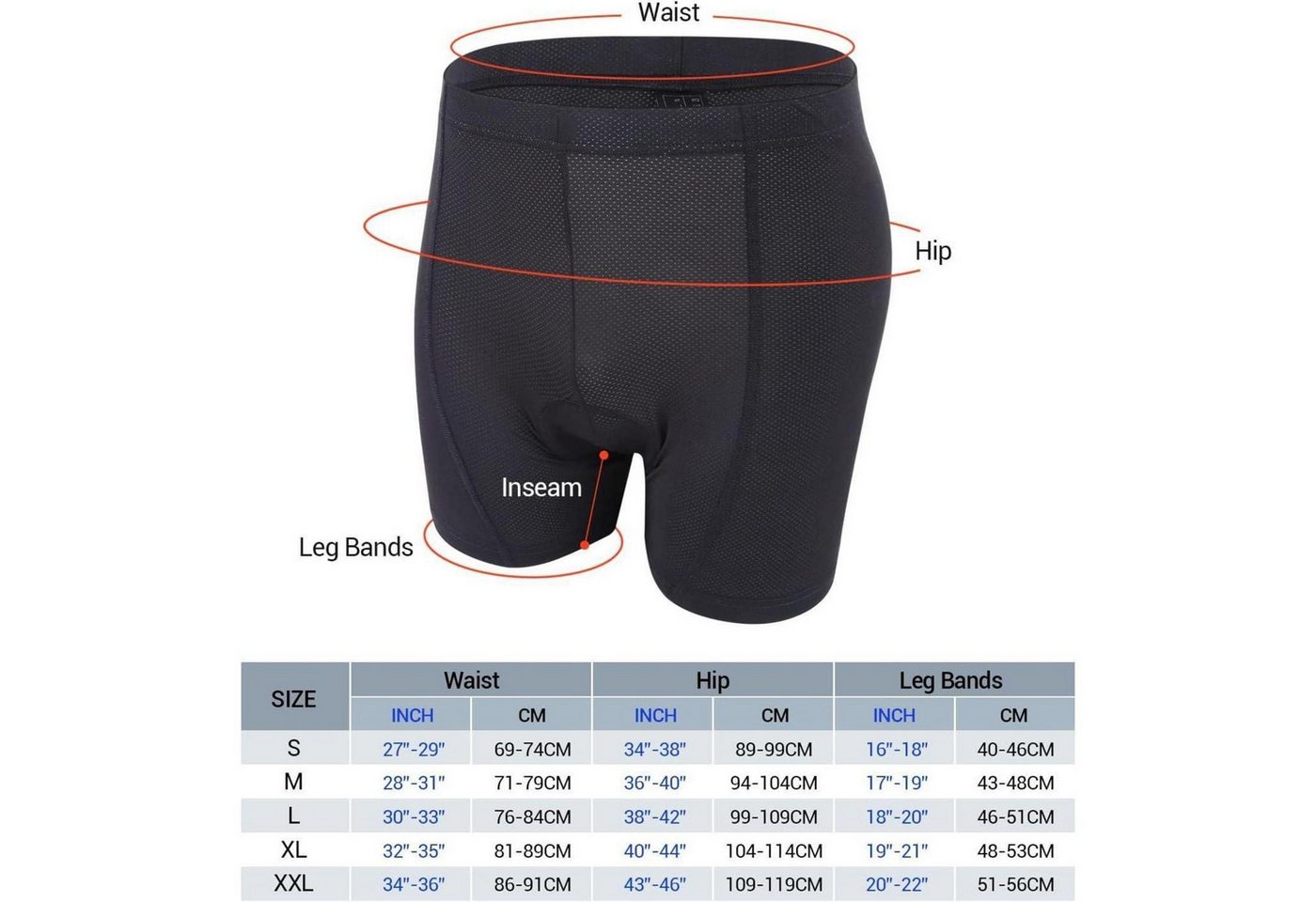 LuxusKollektion Fahrradständer Fahrradunterhose Damen 4D Gepolstert Elastisch Atmungsaktiv S Schwarz