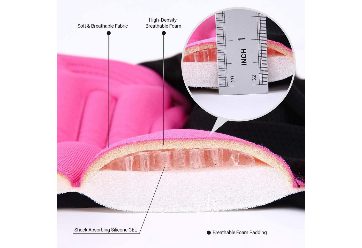 LuxusKollektion Fahrradständer Fahrradunterhose Damen 4D Gepolstert Elastisch Atmungsaktiv S Schwarz Bild 4
