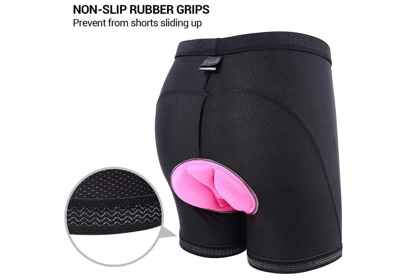 LuxusKollektion Fahrradständer Fahrradunterhose Damen 4D Gepolstert Elastisch Atmungsaktiv S Schwarz Bild 5