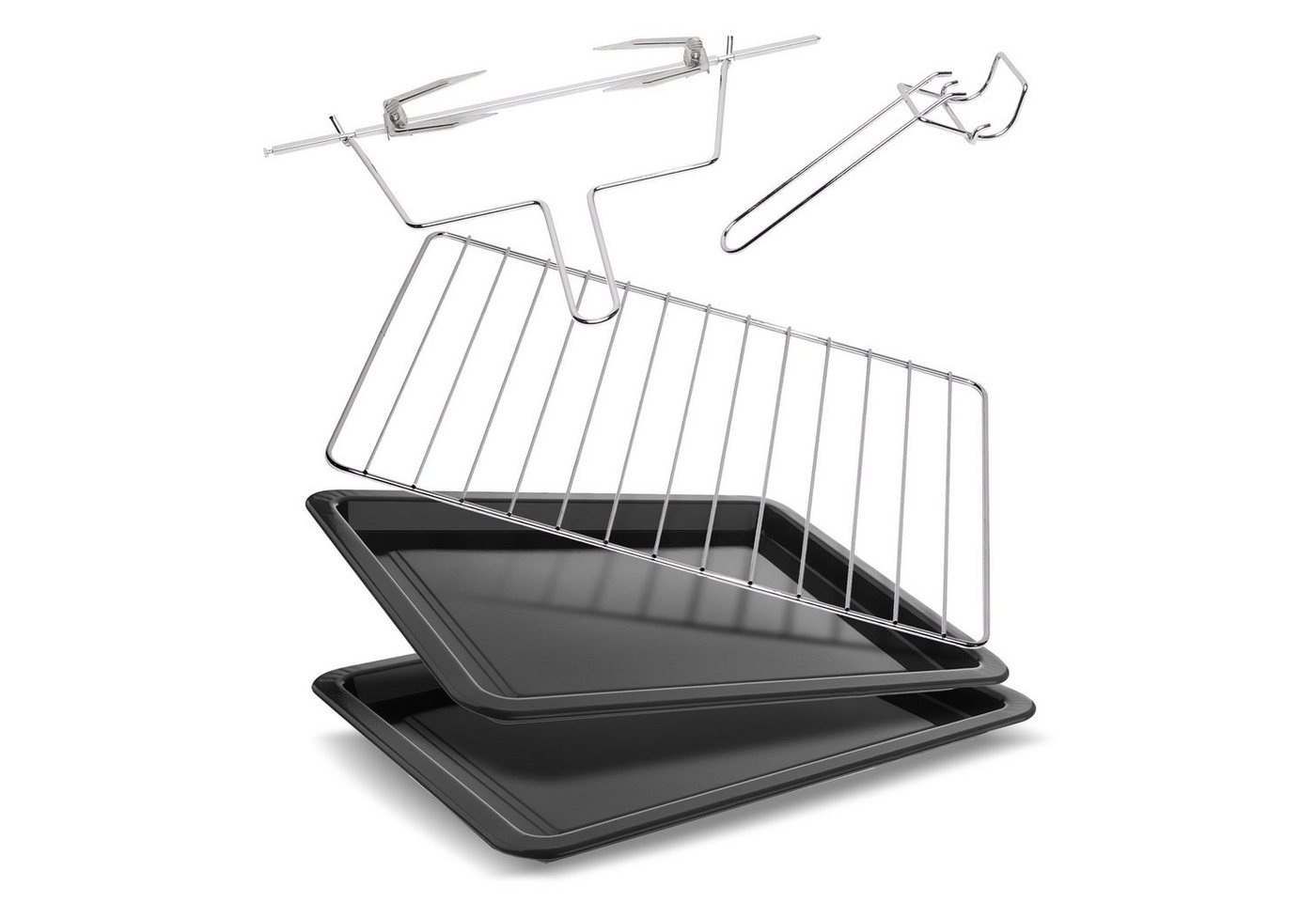 TurboTronic by Z-Line Minibackofen 2000 W 45 l Mini Backofen digital Umluft Drehspieß Grill Pizzaofen, Minibackofen 45 Liter, Tischbackofen, kleiner Backofen, Dörrgerät XXL