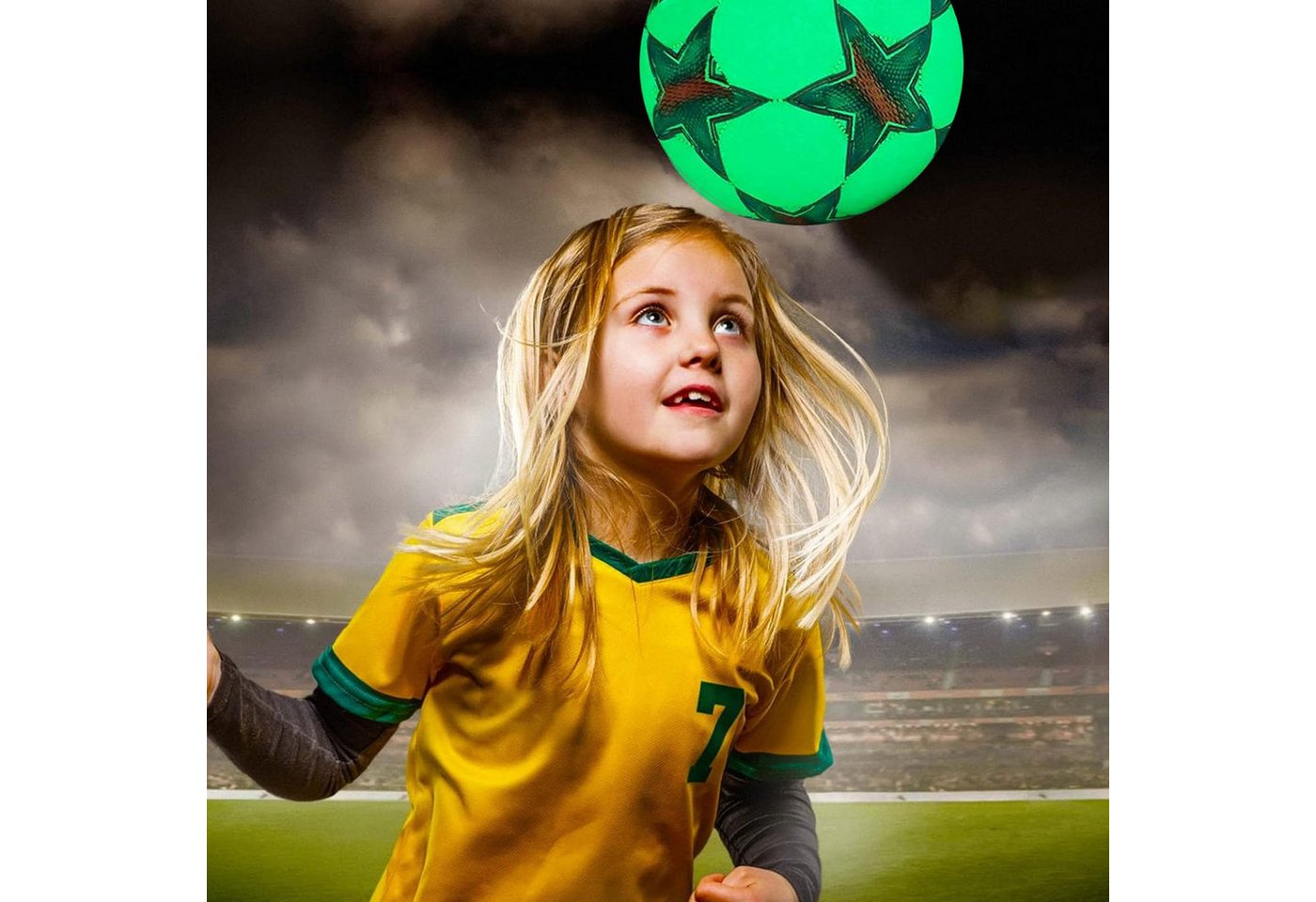 MOPUEA Fußball Fußball leuchtet im Dunkeln offizielle Größe 5 Wasserdicht Langlebig (Leuchtender Fußball Größe 5 Glow Ball für Nachtspiel Training, Glow in the Dark Fußball ohne Batterie für Nacht Training), Leuchtet ohne Batterie langlebig PU Material Nacht sichtbar Bild 5