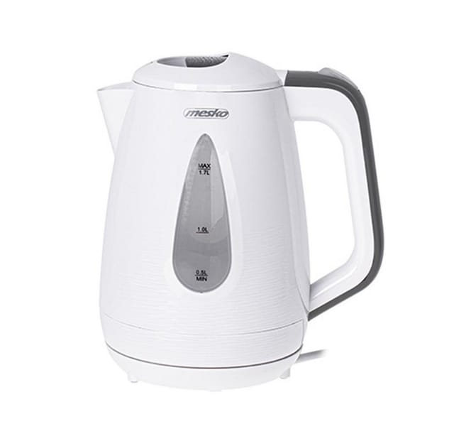 Mesko Wasserkocher MS 1261 grey, Kunststoff, 1,7 Liter, elektrisch, weiß, grau, 360 Grad drehbar