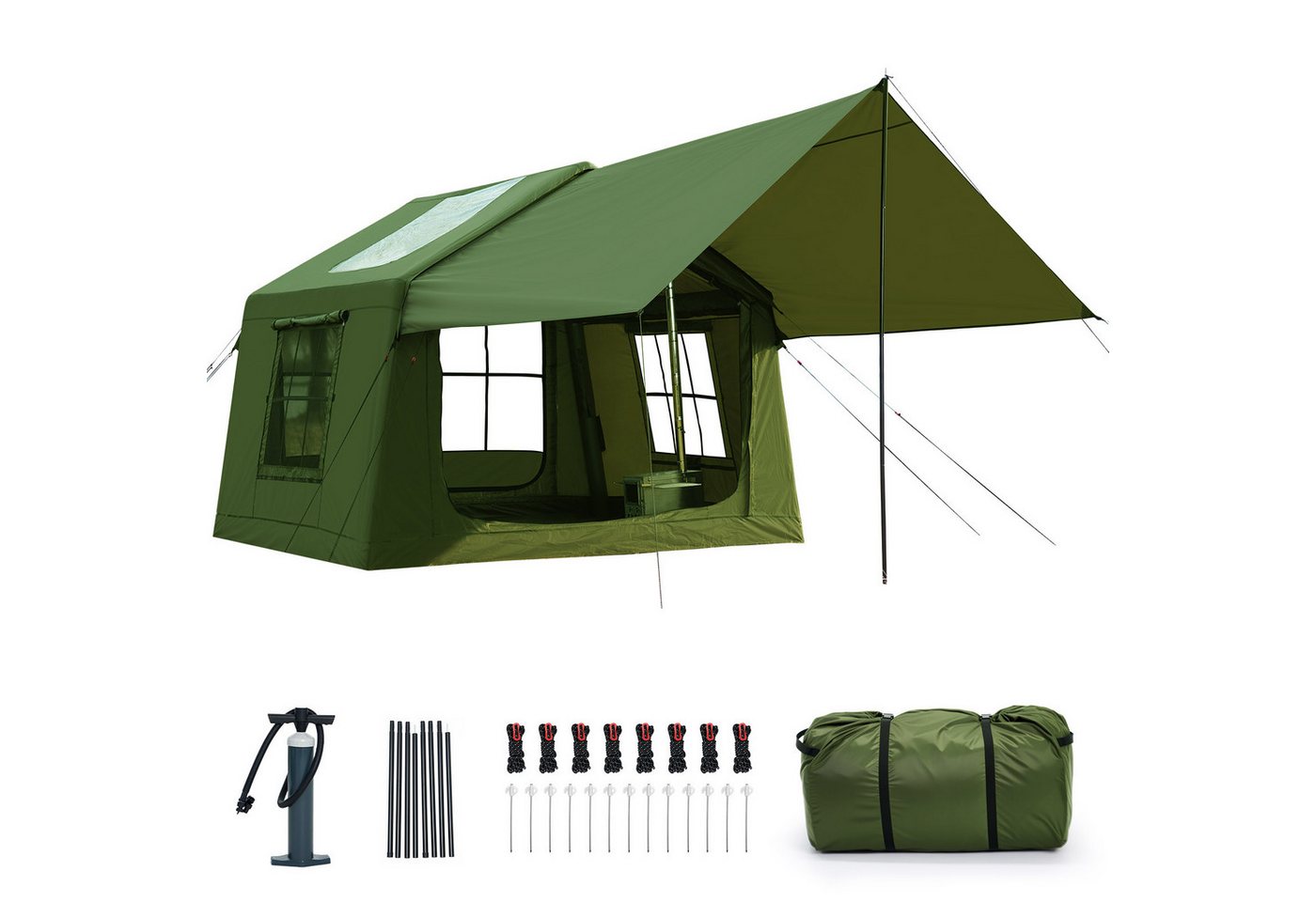 Meulbaty aufblasbares Zelt Air Glamping Zelte, Gampingzelt aus Oxford-Stoff, Personen: 6 (1 tlg), mit aufrollbarem Trennvorhang & 4 großzügigen Belüftungsfenstern Bild 3